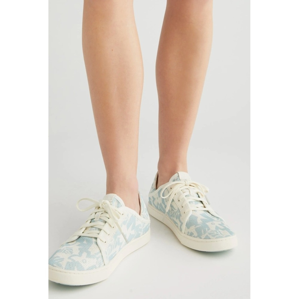 Olukai Pehuea Li Off White Swell Aqua Blue Tropical Mesh Sneakers Drop Womens 9
